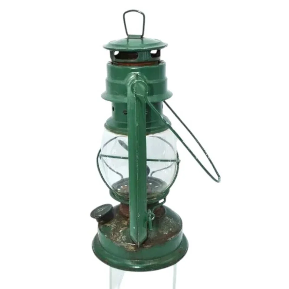 Vintage Small Kerosene Oil Lamp Green Railroad Lantern